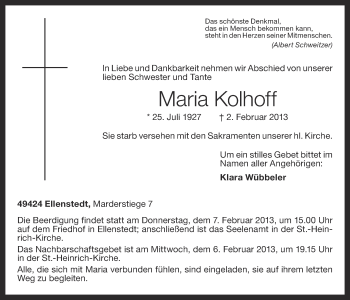 Anzeige von Maria Kolhoff von OM-Medien